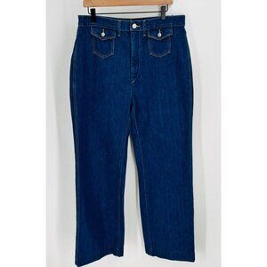 RE/DONE 70s' Wide-Leg Jeans Size 31 Dark Wash Flat Front Coin Pockets Mom Jeans